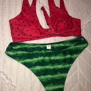 SHEIN watermelon front tie bikini